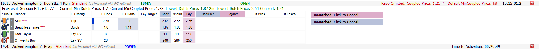 Min Coupled Odds Not Matched